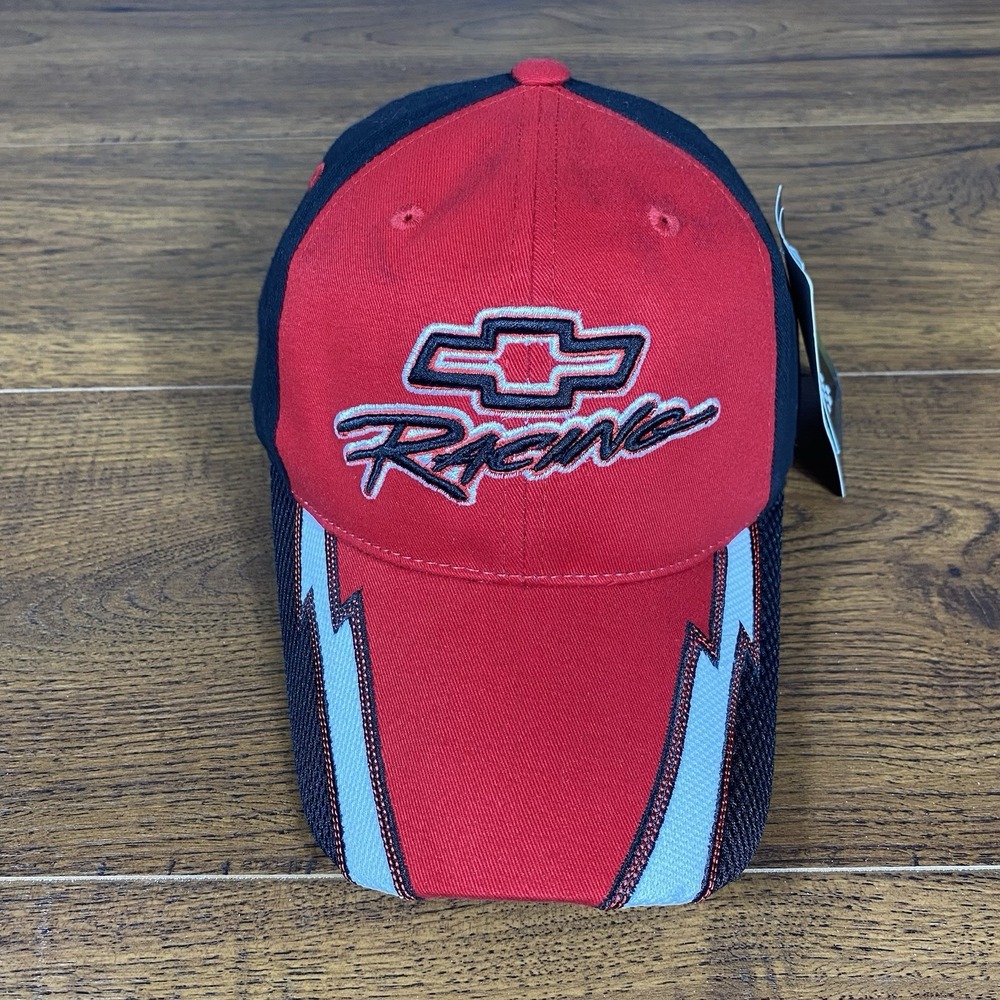 Chevrolet Racing NASCAR Hat Checkered Flag adjustable Cap GM Licensed Red Black